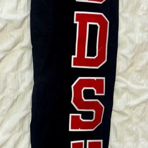 Black Joggers with Red Lettering